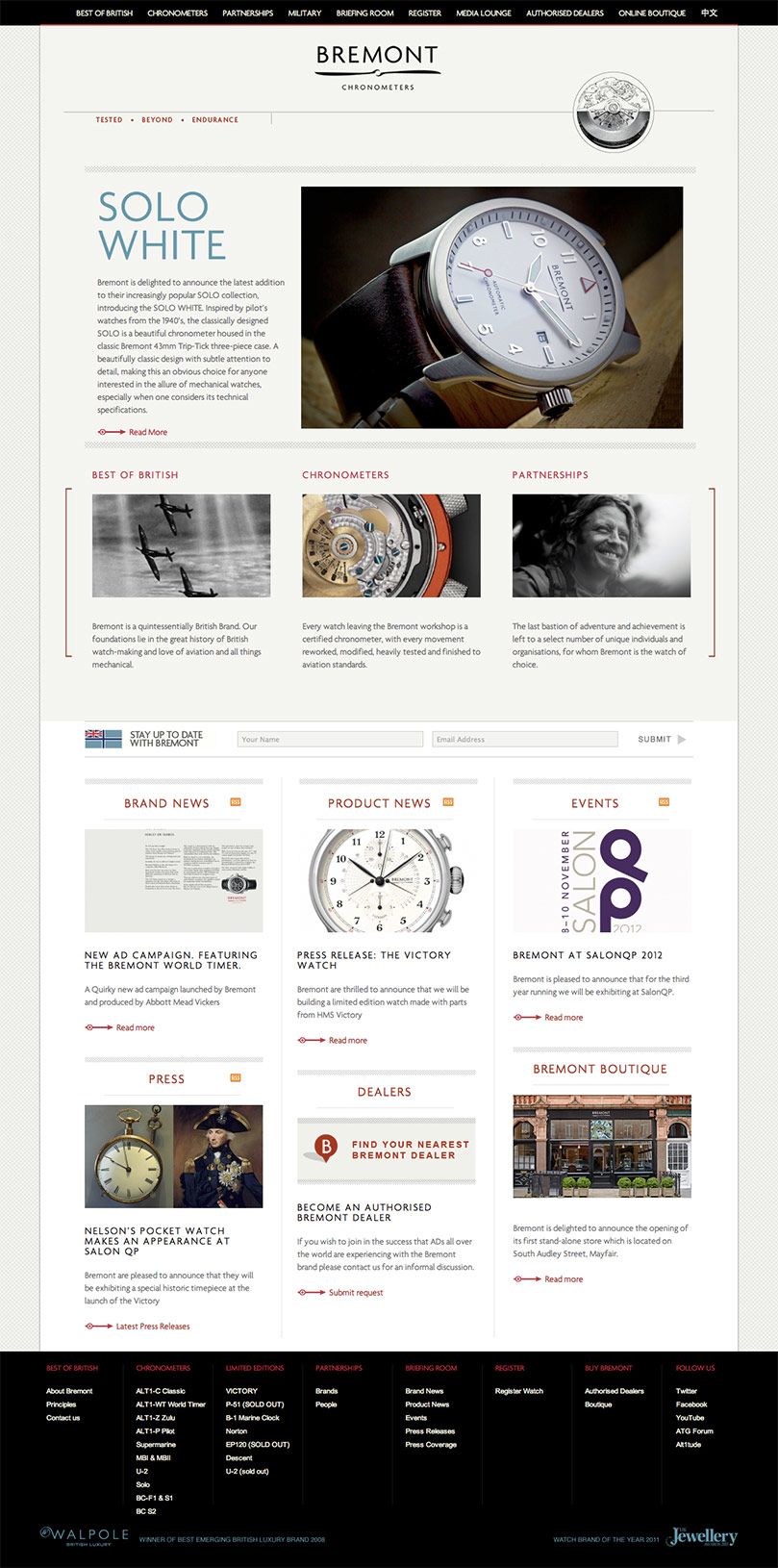 Screenshot of the Bremont website project