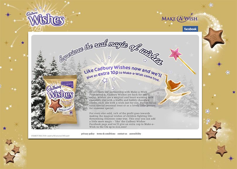 Screenshot of the Cadbury Wishes website project