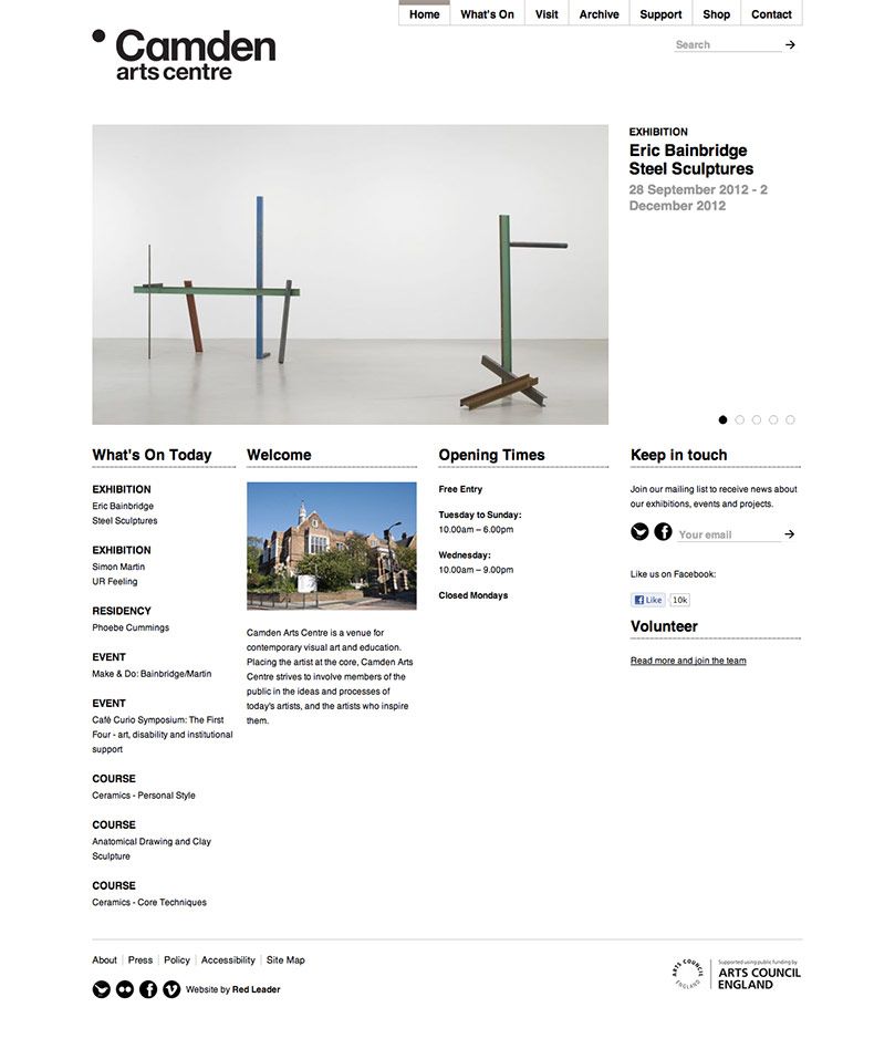 Screenshot of the Camden Arts Centre website project