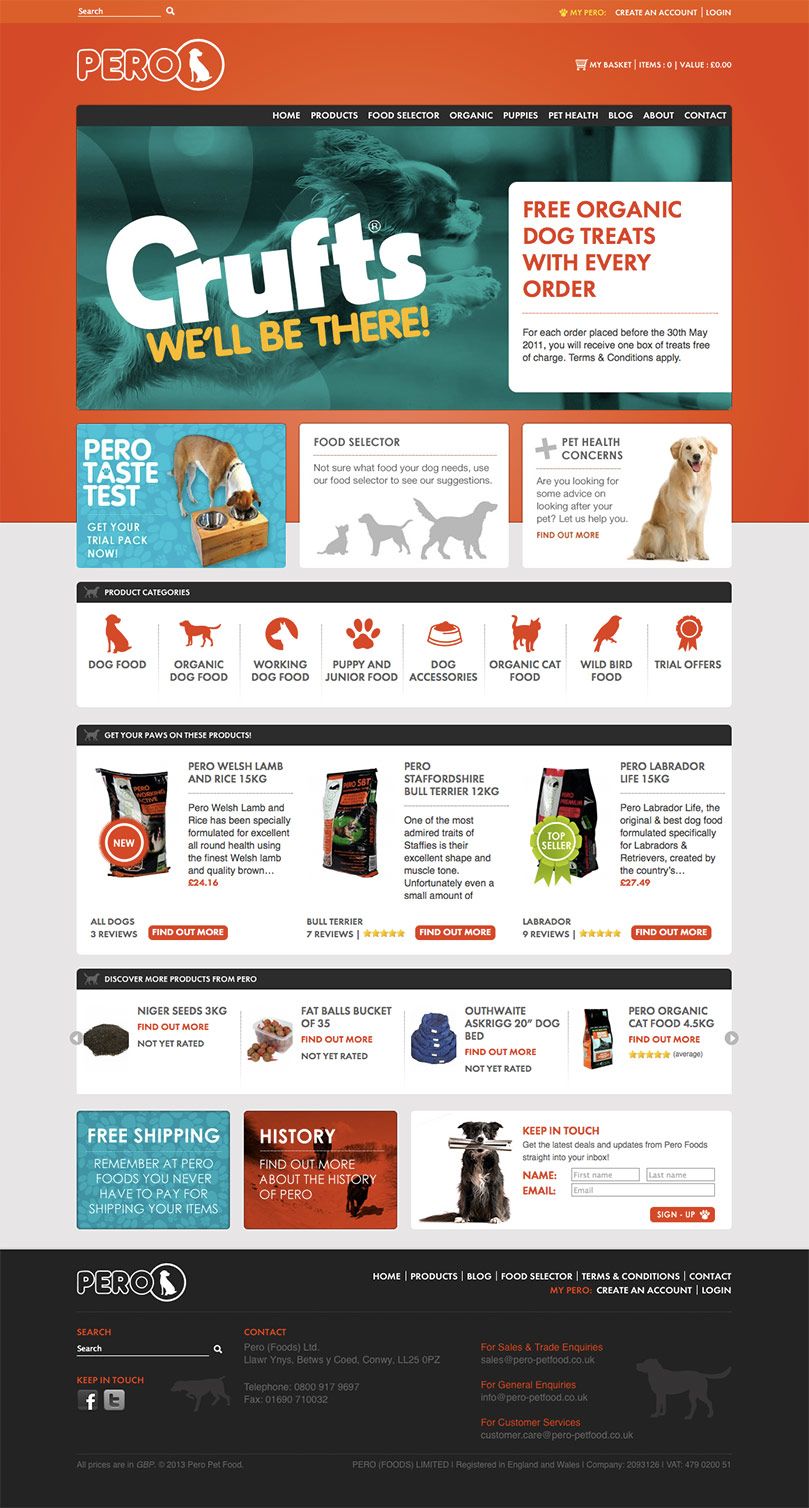 Screenshot of the Pero Petfood website project