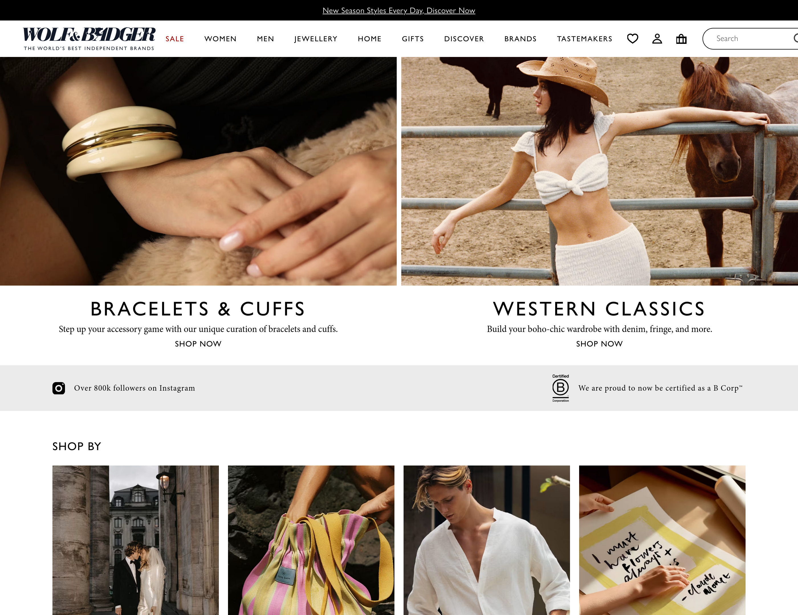 Screenshot of the Wolf & Badger website project